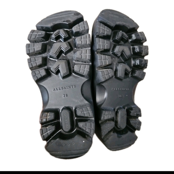 All Saints Women's Black Eclipse Flatform Logo Trendy Casual Rubber Slides 6 - Picture 7 of 14